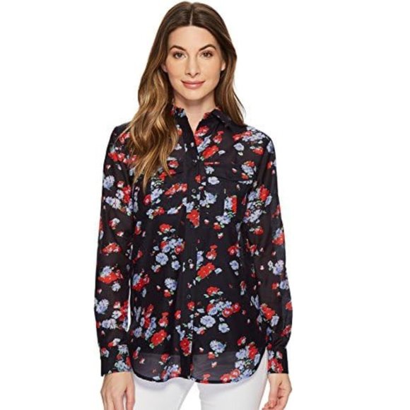 Ralph Lauren Floral Crinkled Silk-Blend Button Up Blouse Size Sma… - Picture 1 of 6